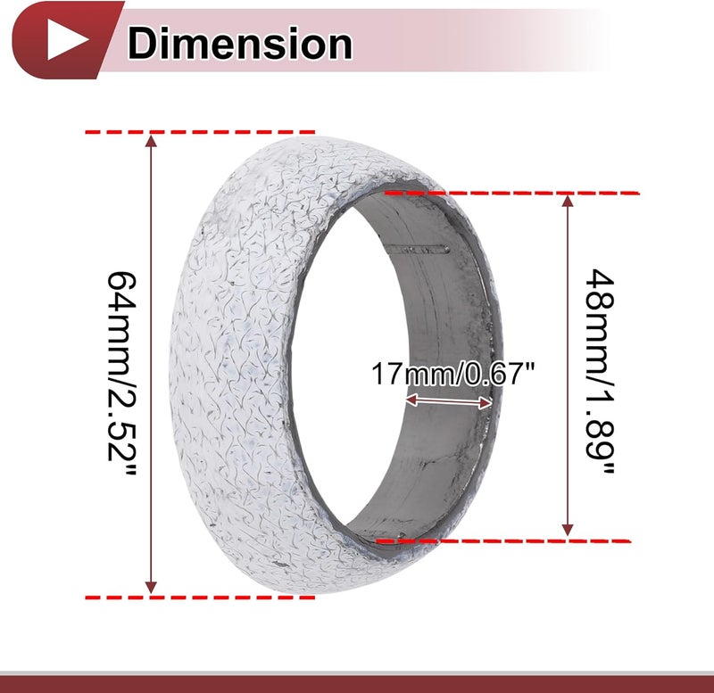 REPAIROCK ID 48mm Exhaust Manifold Gasket Prevent Leak Noise Exhaust Donut Gasket Muffler Ring Exhaust Flange Gasket for Car SUV Truck RV Graphite - Image 4